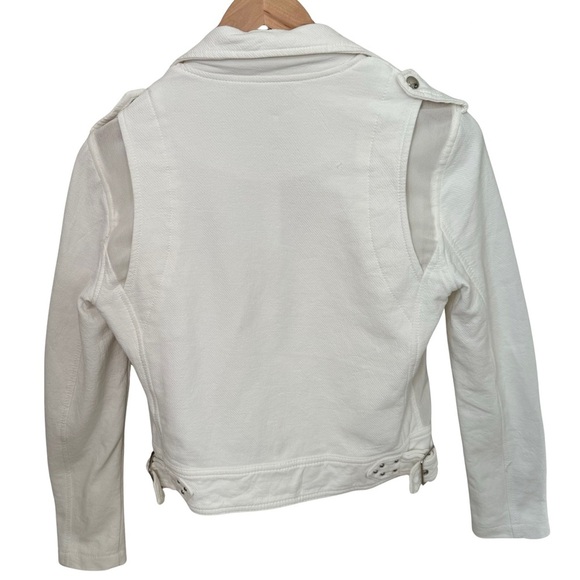 BLANKNYC Cropped Moto Bomber Jacket 100% Cotton “So Icy” White Style 68KG5172NOK - Picture 13 of 15